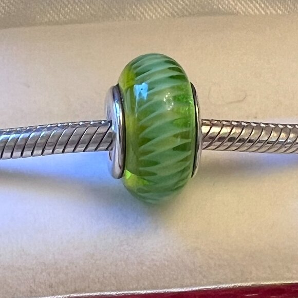 Pandora Green and Blue Murano Glass and .925 Sterling Silver Charm - Picture 2 of 6